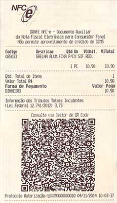 exemplo de nota fiscal do consumidor eletronica